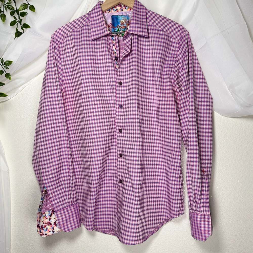 Robert Graham Classic Fit Colorful Check Gingham Button Down Flip Sleeve Paisley